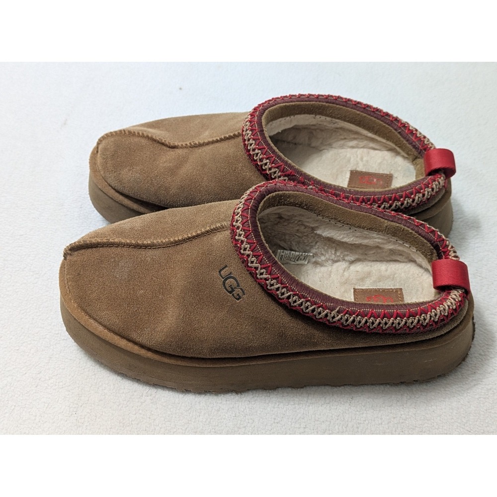 UGG Tazz Platform Slippers Women's Size 11 Mules 1122553 Chestnut Suede Tasman